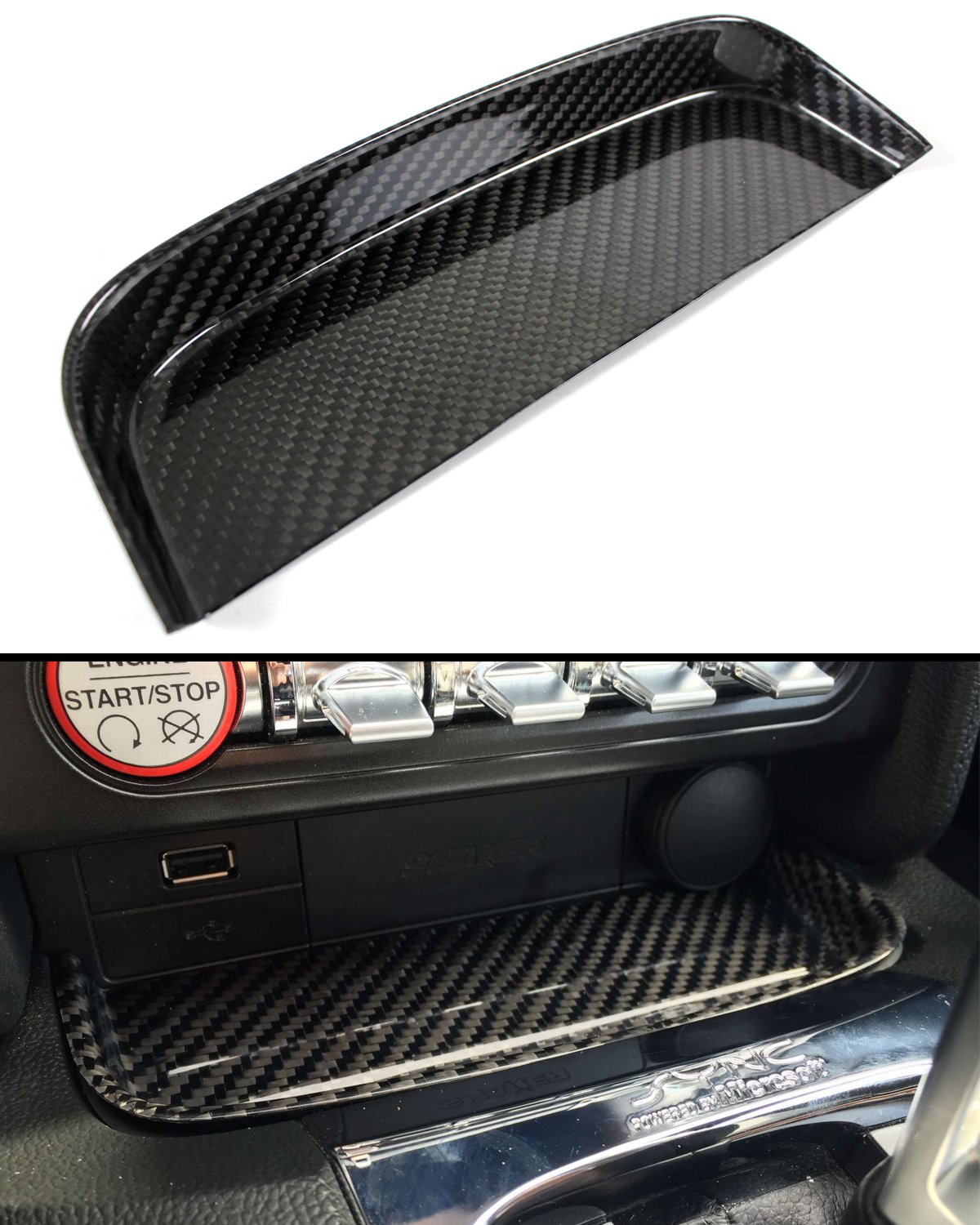 Cuztom Tuning Real Carbon Fiber Change Coin Tray Box Compatible for 2015-2022 Ford Mustang S550 GT V6