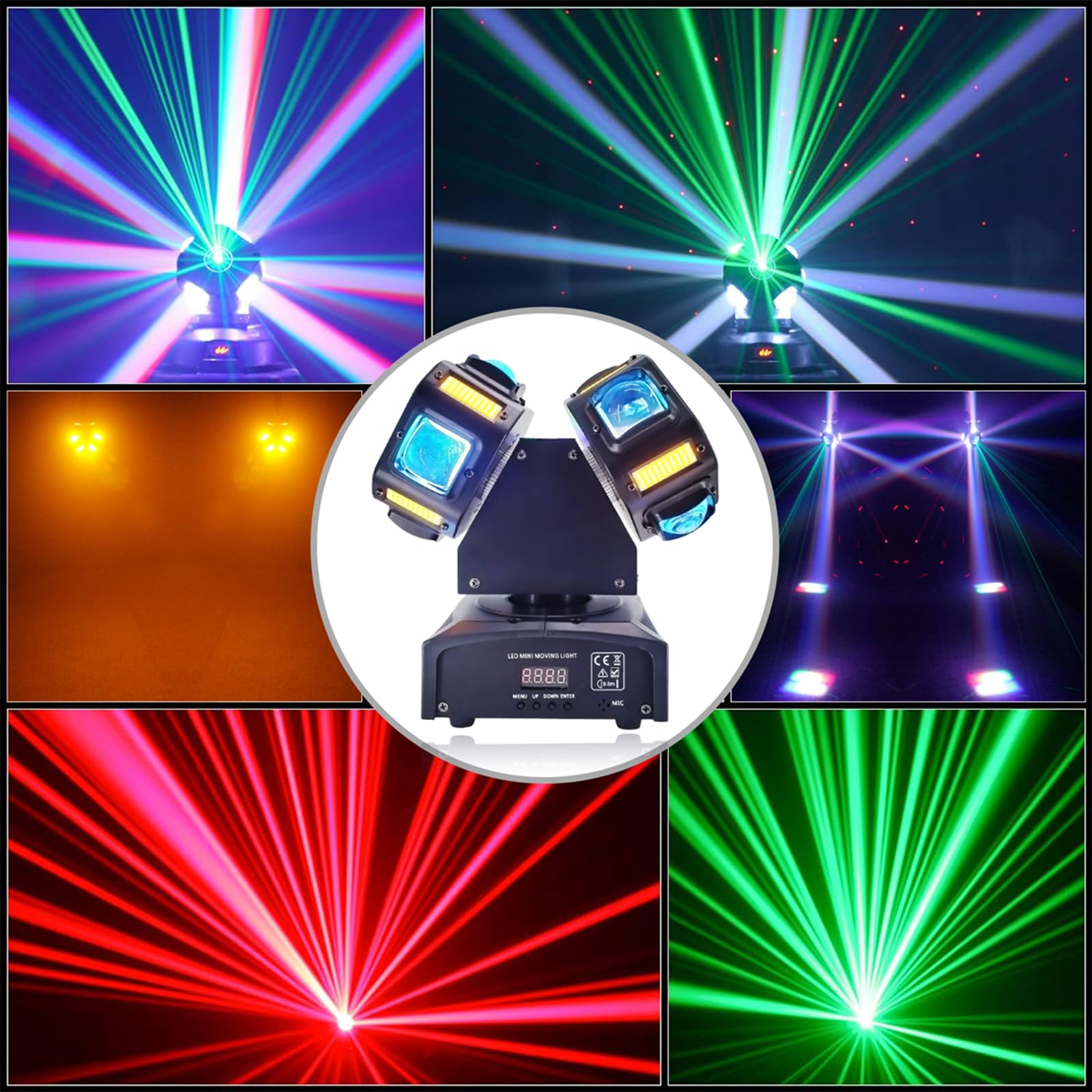 CaalLogt Moving Head Bühnenlampe - Stufenlos drehbar, unterstützt DMX512 -Signal/Master/Slave/Auto-Demo/Soundsteuerung. Elektronische Automatische Positionierung für DJ-KTV-Diskopartys