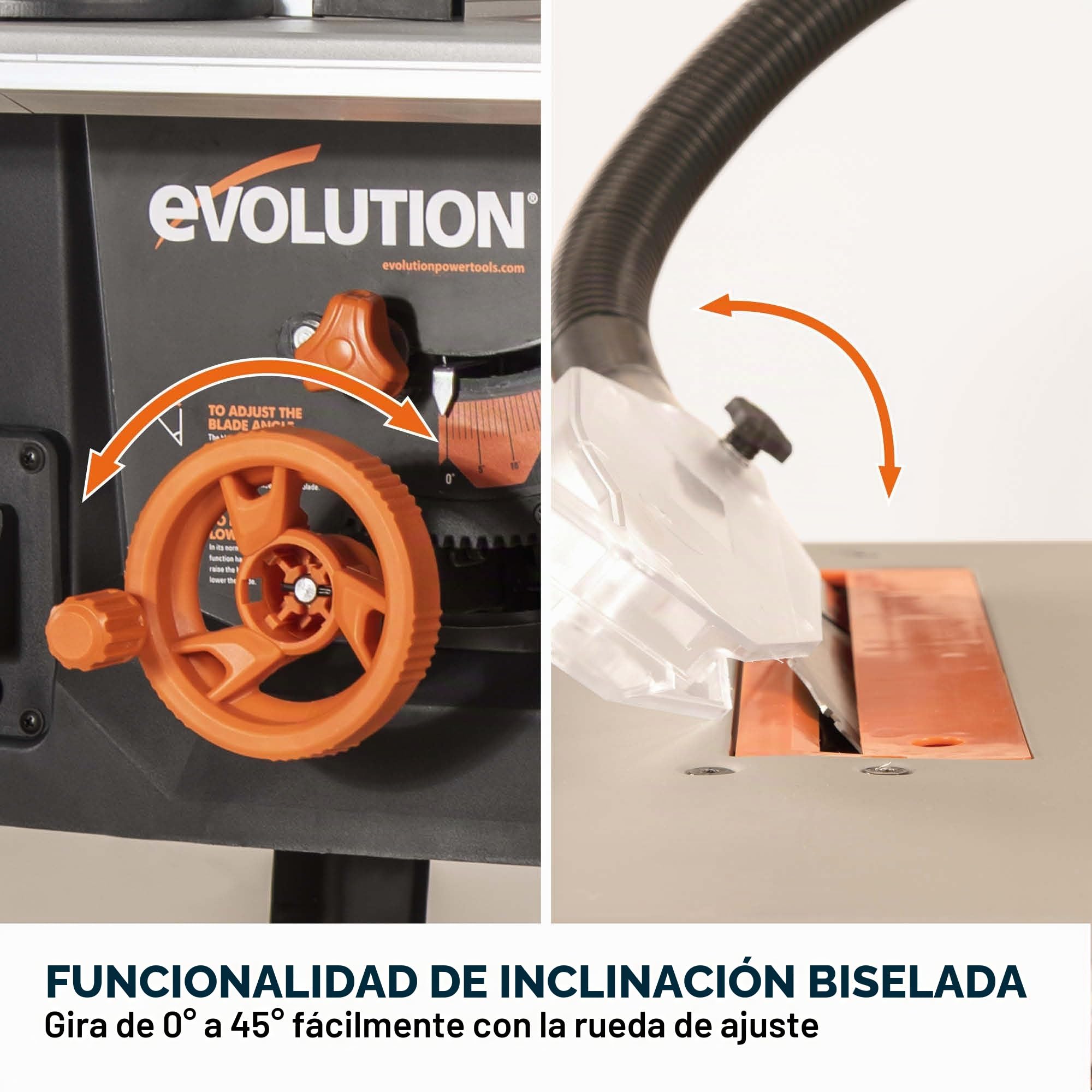 Evolution Power Tools R255MTS Sierra de mesa, multi-material y multiuso, portátil, corta madera, metal, plástico y más, sierra de banco, incluida hoja TCT de 255 mm
