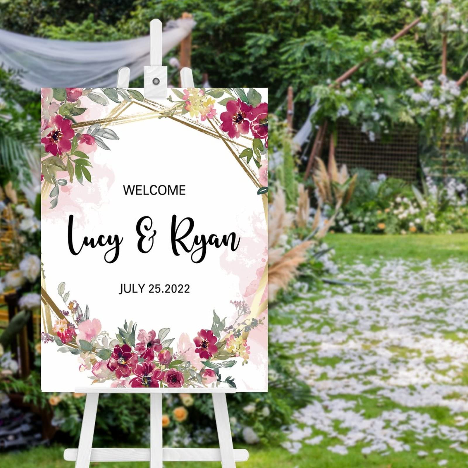 Panneau de bienvenue en bois pour mariage rustique - Décoration personnalisée 61x45 cm