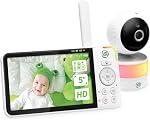 Moniteur vidéo LeapFrog LF915HD avec écran haute définition de 5" 720p, caméra panoramique inclinable à 360 degrés, vision nocturne couleur, (Blanc), Taille unique
