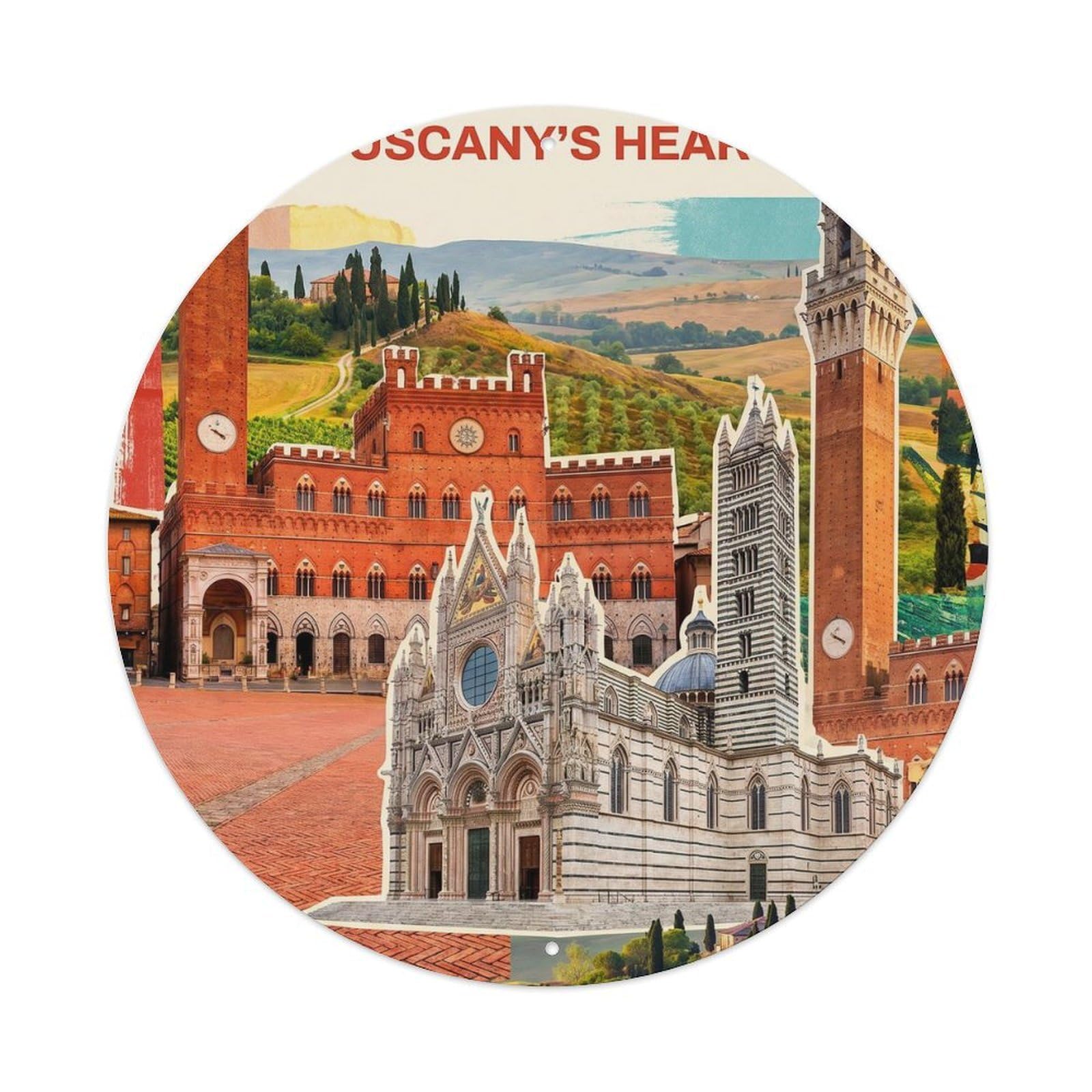 Vintage Travel Siena Italy Collage Metal Tin Sign