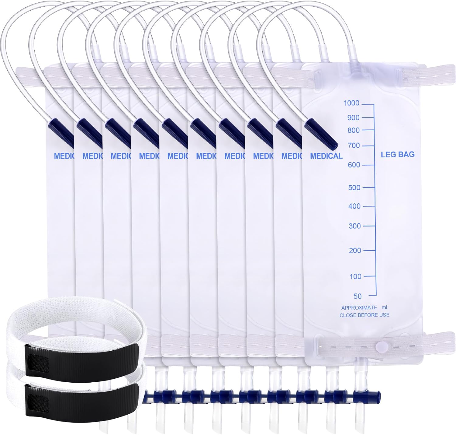 TrelaCo 10 Pcs Catheter Leg Bag Urinary Drainage Bag with