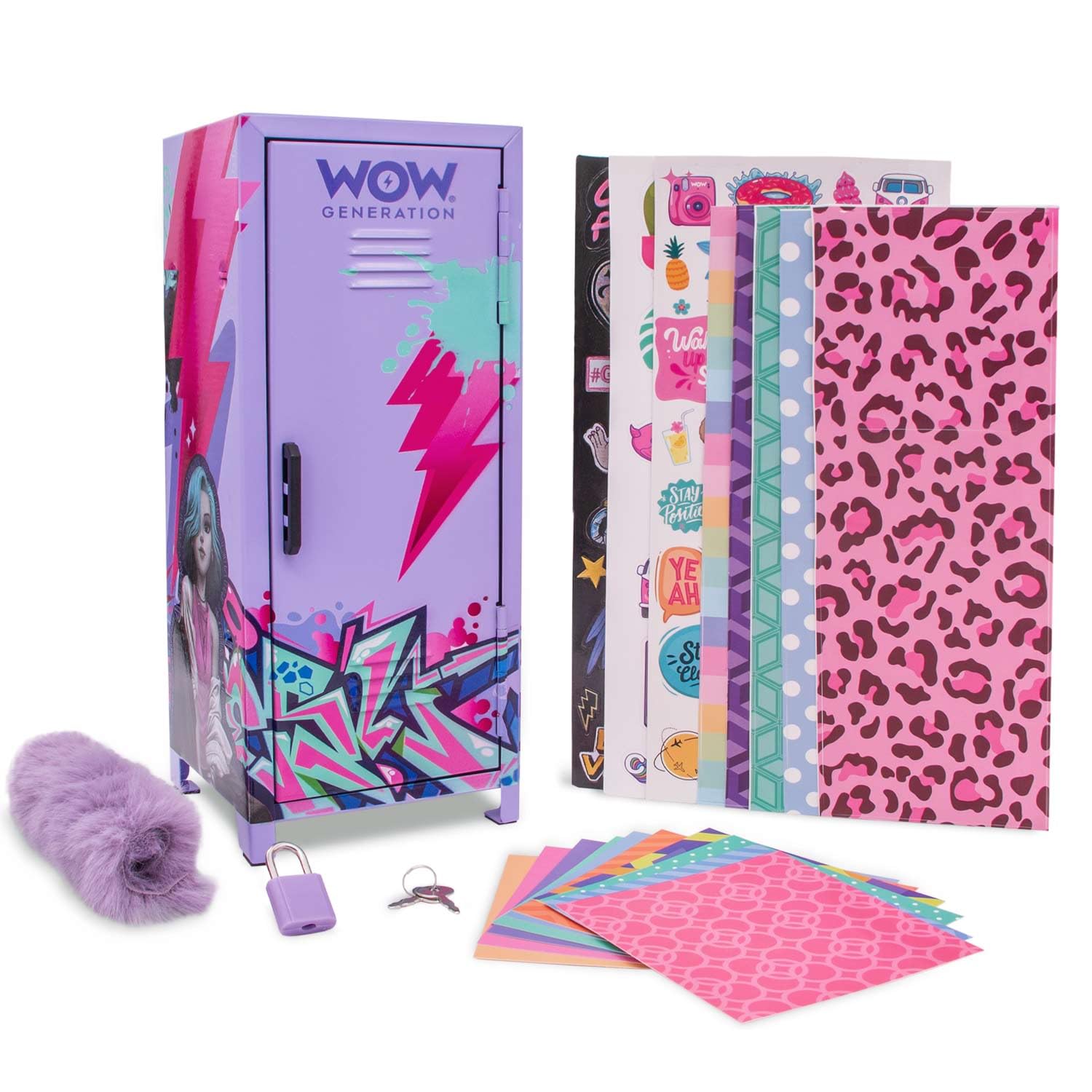 WOW GENERATION - Taquilla Metálica Infantil con Imanes y Stickers Decorativos, Organizador de Escritorio y Juguete Creativo para Niñas
