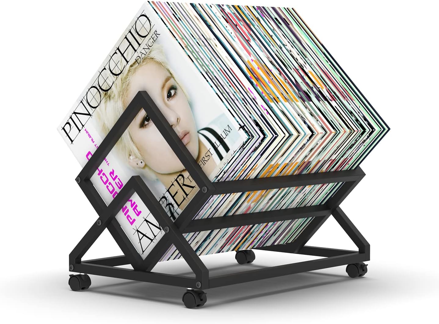 Buy Simoretus Vinyl Record Storage Rack, 80100 LP Storage, Mobile Black Metal Vinyl Record