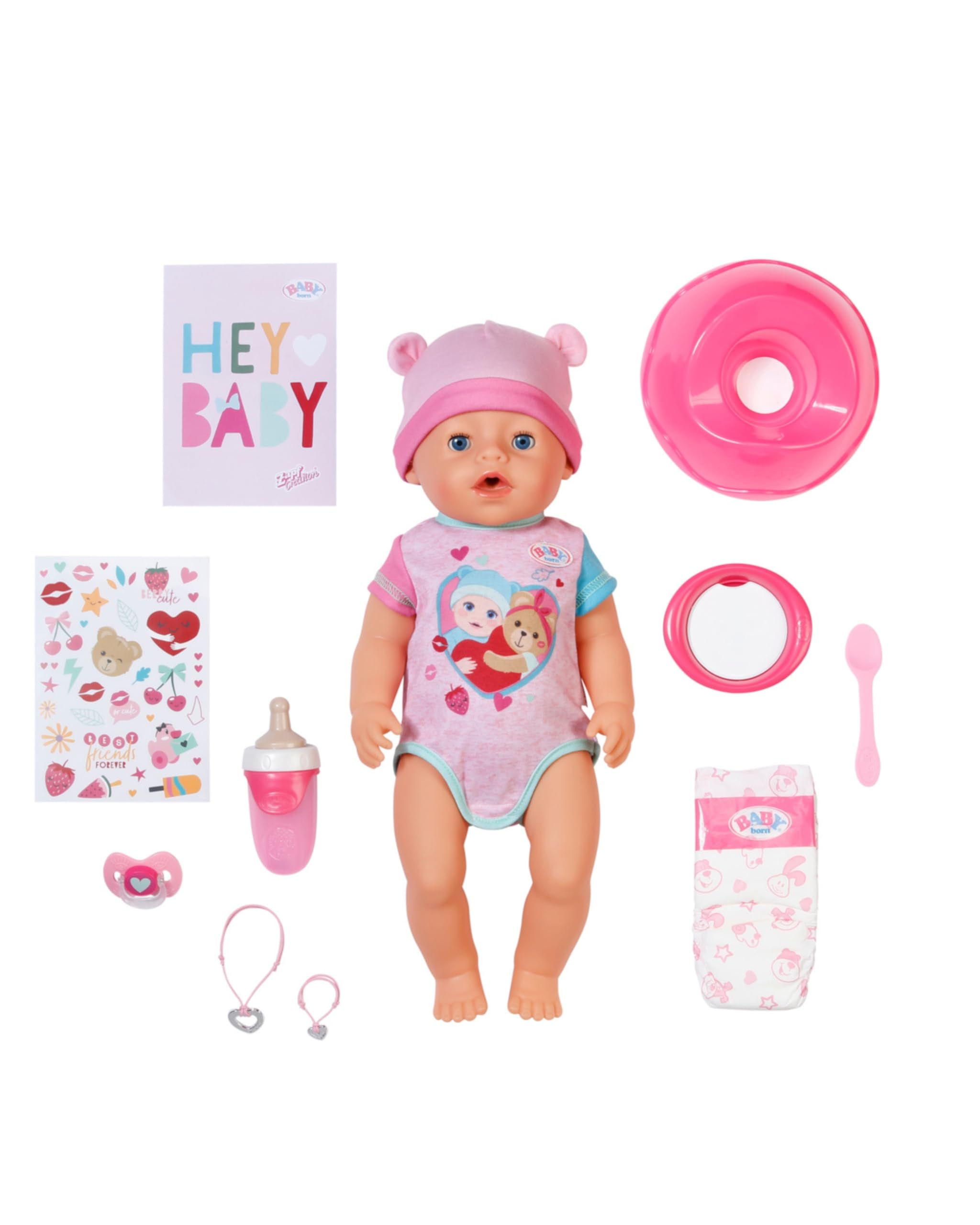 BABY born Emma - Bébé poupée de 43 cm - 10 Fonctions y Compris Accessoires & grenouillère - Fonctionne entièrement sans Piles - Convient aux Enfants à partir de 3 Ans