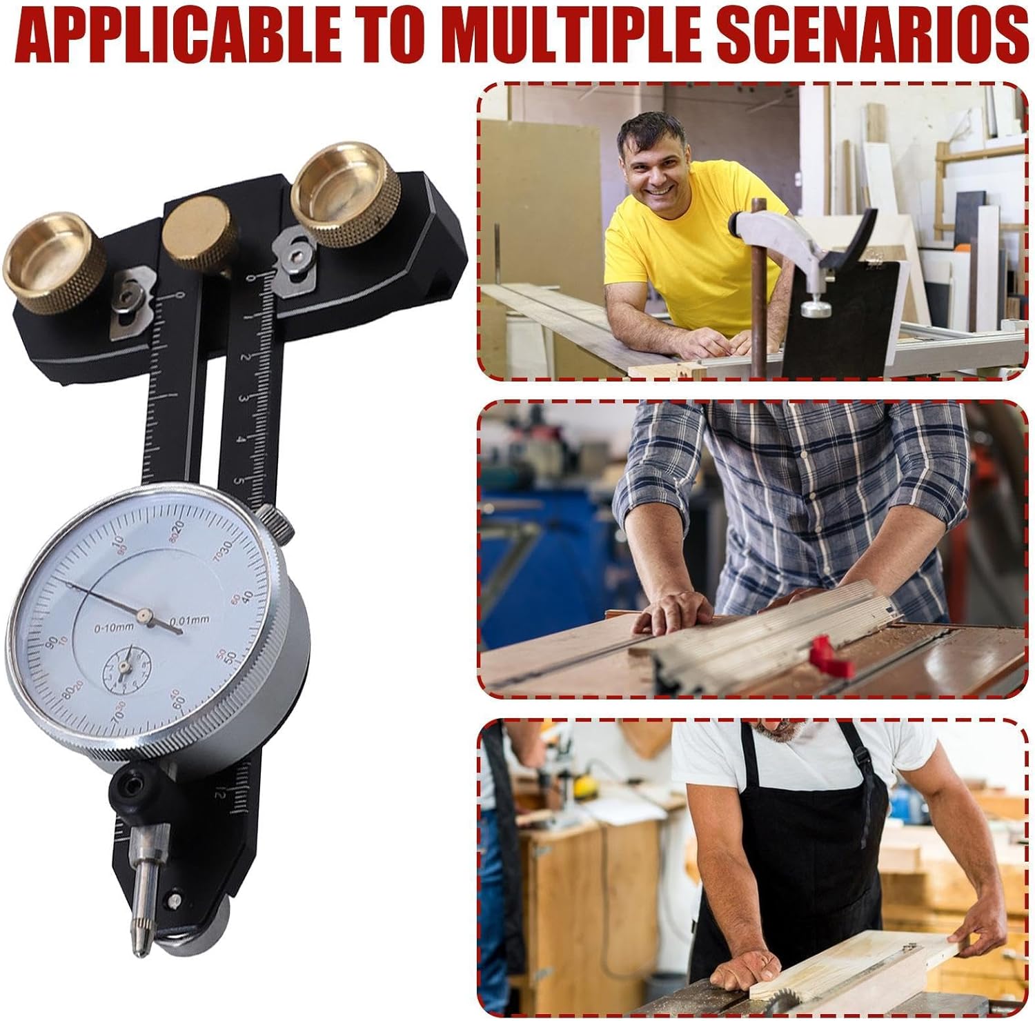 マシンアライメントjigテーブルソー、ゲージダイヤルインジケーター - AliExpress  テーブルソーゲージ、テーブルソーアライメントゲージ,アルマイトバー付きテーブルソーゲージ - テーブルソー角度計用精密ダイヤルインジ