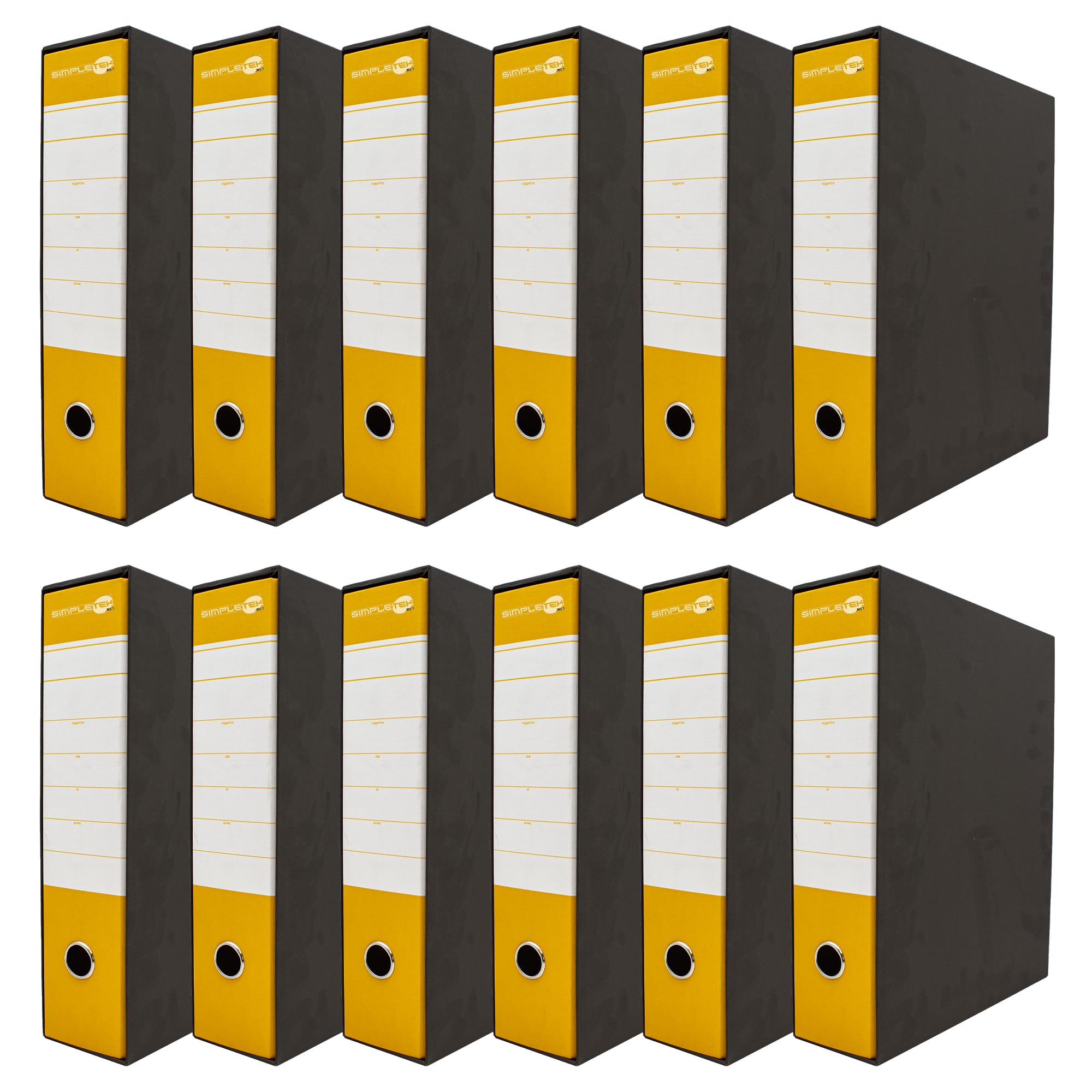 SIMPLETEK - 12x Raccoglitore ad Anelli per Buste e Documenti Giallo Nero Registratore Protocollo 0201150 GI (12 pezzi)