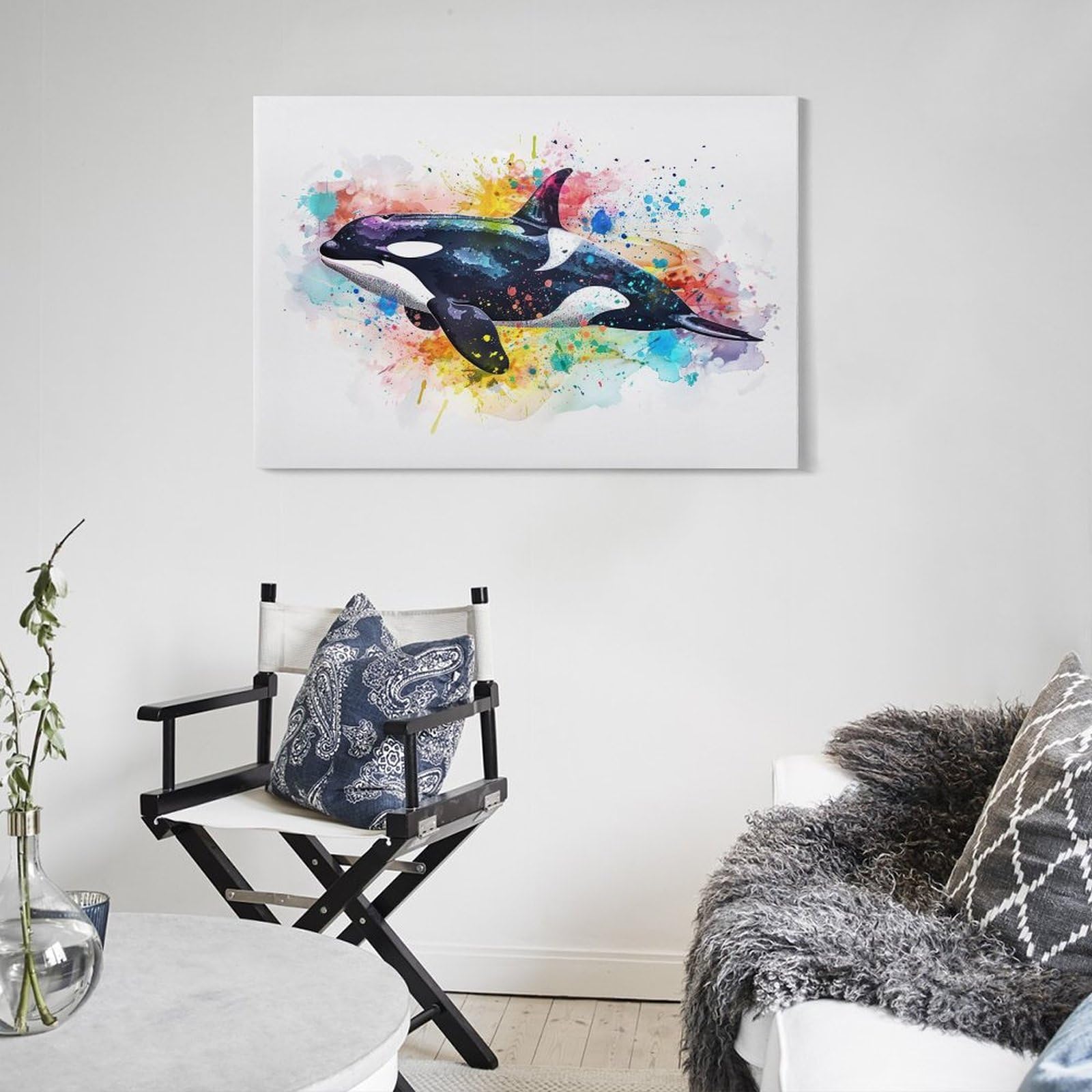 Amazon.co.jp: 絵画 シャチの水彩スプラッシュペイント アートパネル