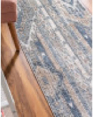 Miniatura 9 de Unique Loom Portland Collection Southwestern - Alfombra de área a rayas tono sobre tono (2 pies 2 pulgadas x 6 pies, alfombra de pasillo, azul