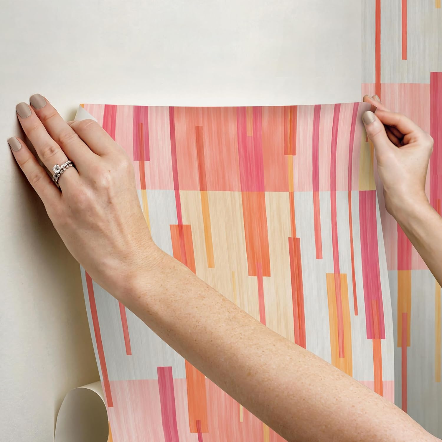 Abstract Grid Pink Peel and Stick Wallpaper by RoomMates, RMWS1245