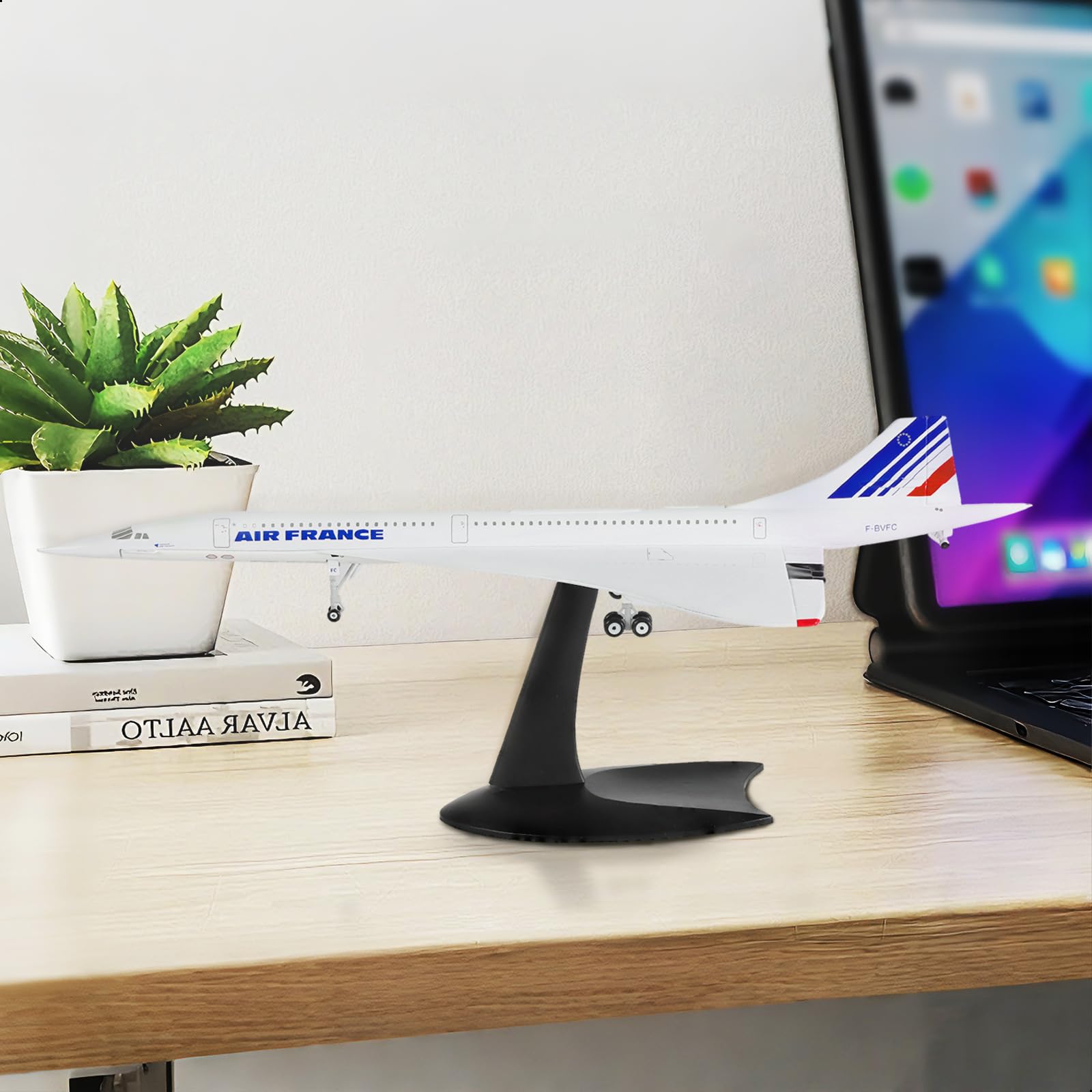 Kit de modelo de avión de metal fundido a escala 1/200 Concorde Air France con soporte, modelo Concorde para adultos entusiastas de la aviación, regalo o colección de aviones (12 pulgadas de