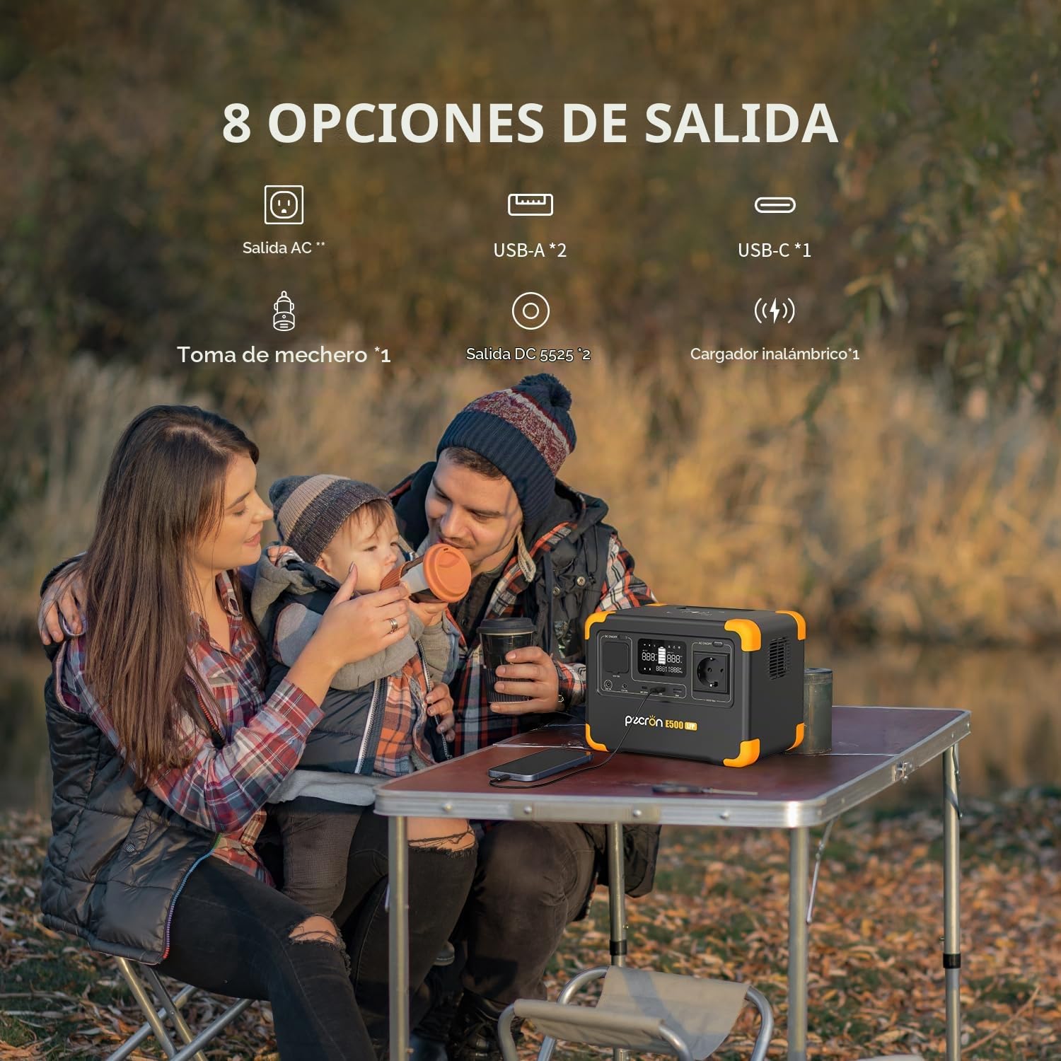 Estación de energía portátil PECRON E500LFP, Generador solar 600W/576Wh, Batería de respaldo LiFePO4, Carga rápida para uso doméstico, autocaravana, camping, CPAP, emergencias