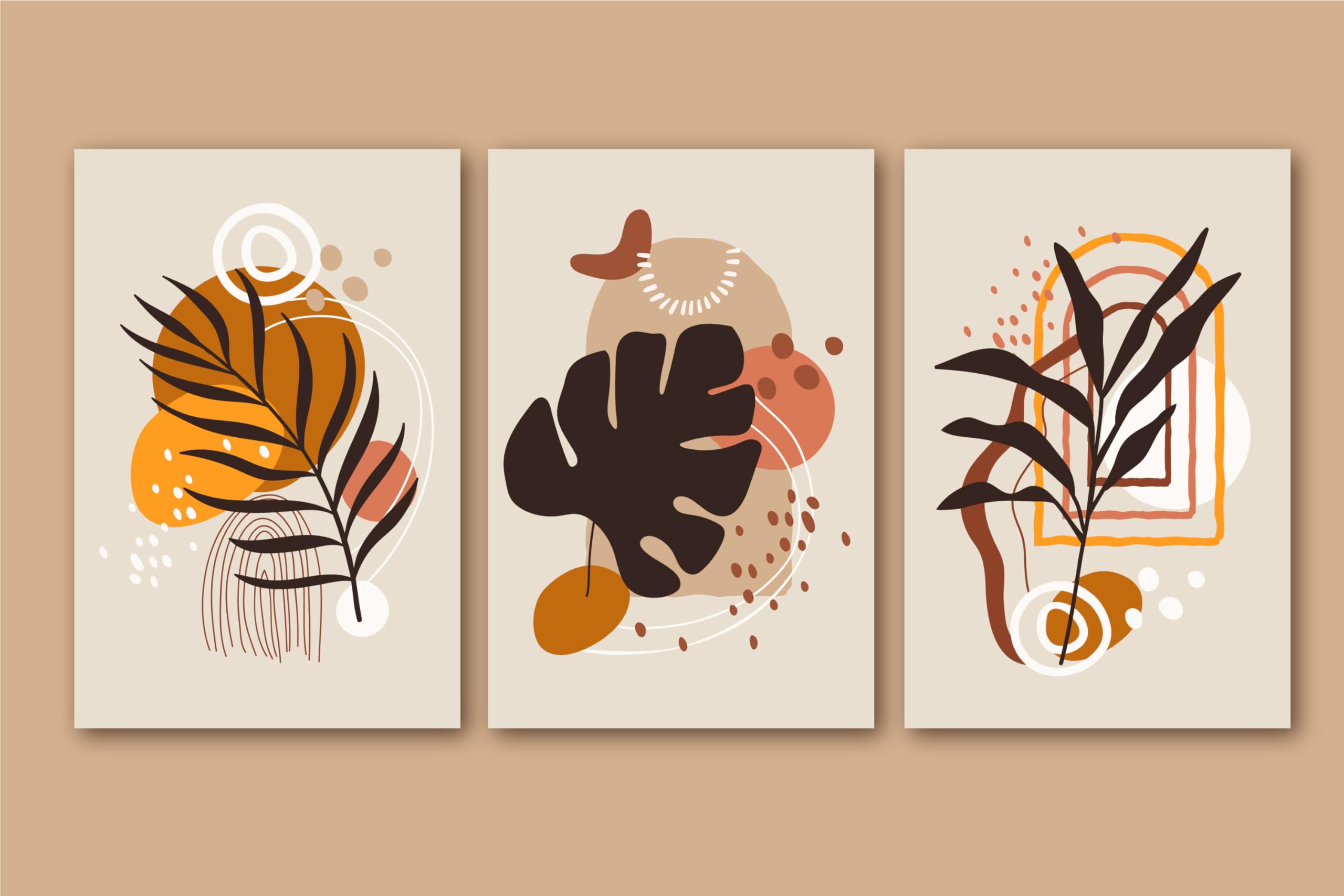 MOMENT PRINTS Boho Aesthetic Wall Art Posters - Set of 3, A4 size (29.7 CM x 21 CM), 300 GSM Paper, Multicolor Prints, Set of 3 Posters