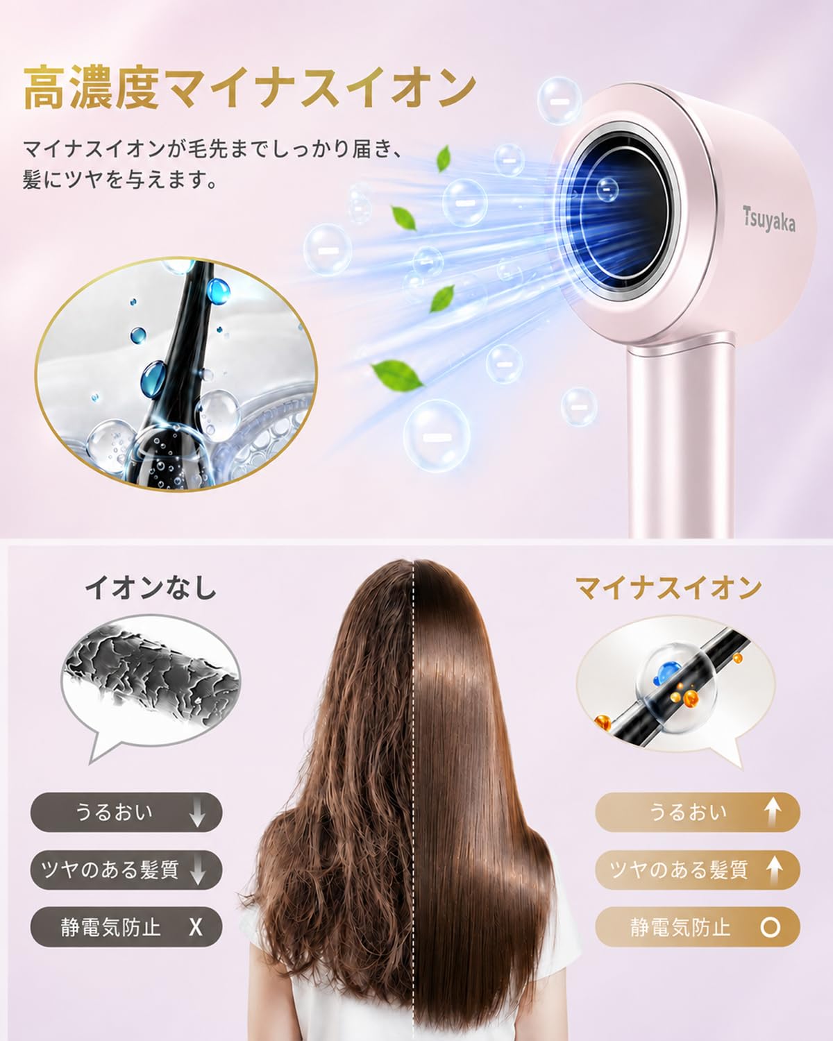 Amazon | Tsuyaka ドライヤー 大風量 約20s 速乾 ヘアドライヤー 高