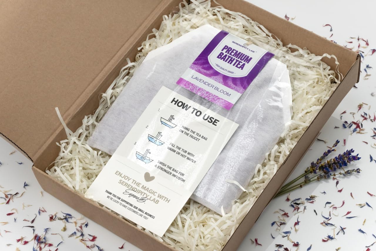 Lavender Bath Tea Soak – 2 Herbal Bath Soak Bags, 7oz Total with Epsom Salt & Dead Sea Salt, Lavender, Chamomile, Oatmeal & Coconut Milk – Spa Inspired Gift