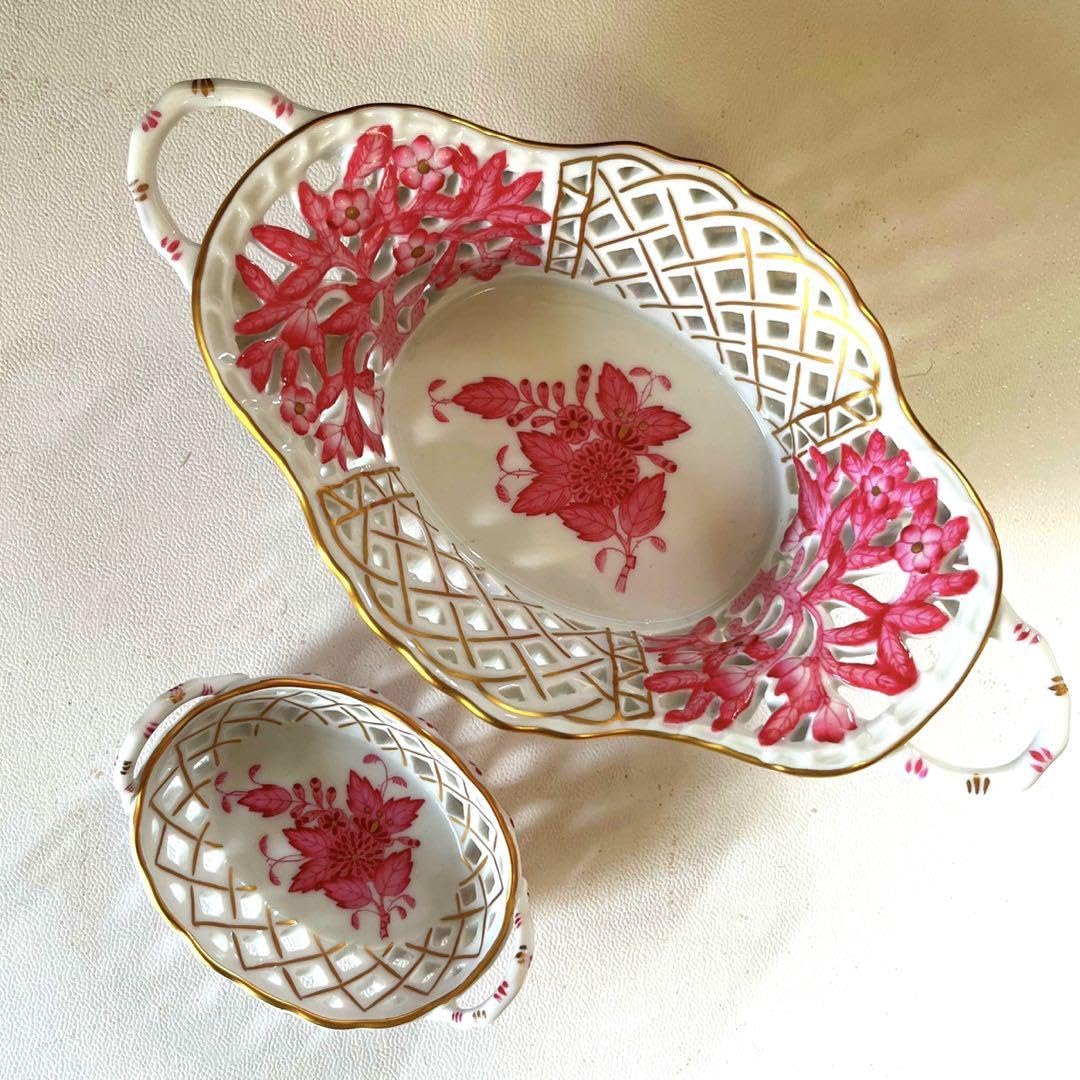 ヘレンド     アポニーピンク　バスケット大小サイズ ヘレンド アポニーピンク バスケット大小サイズ