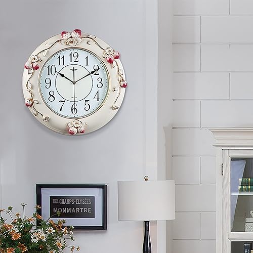 Miniatura 2 de Reloj de pared de cerámica de lujo con luz de estilo europeo, reloj de repisa, reloj de cuarzo grande vintage silencioso, sala de estar, hogar