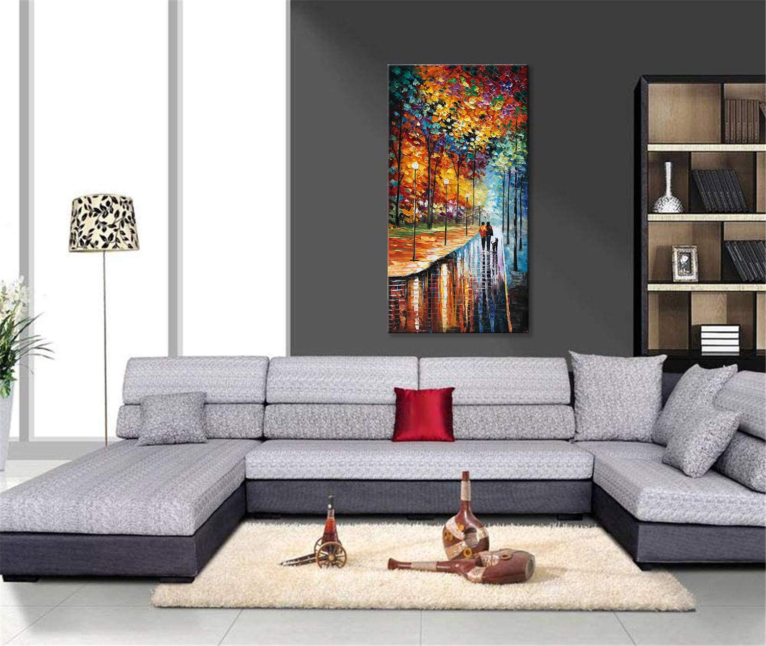 zoinart Hand Painted 3D Abstract Vertical Paintings Canvas Wall Art