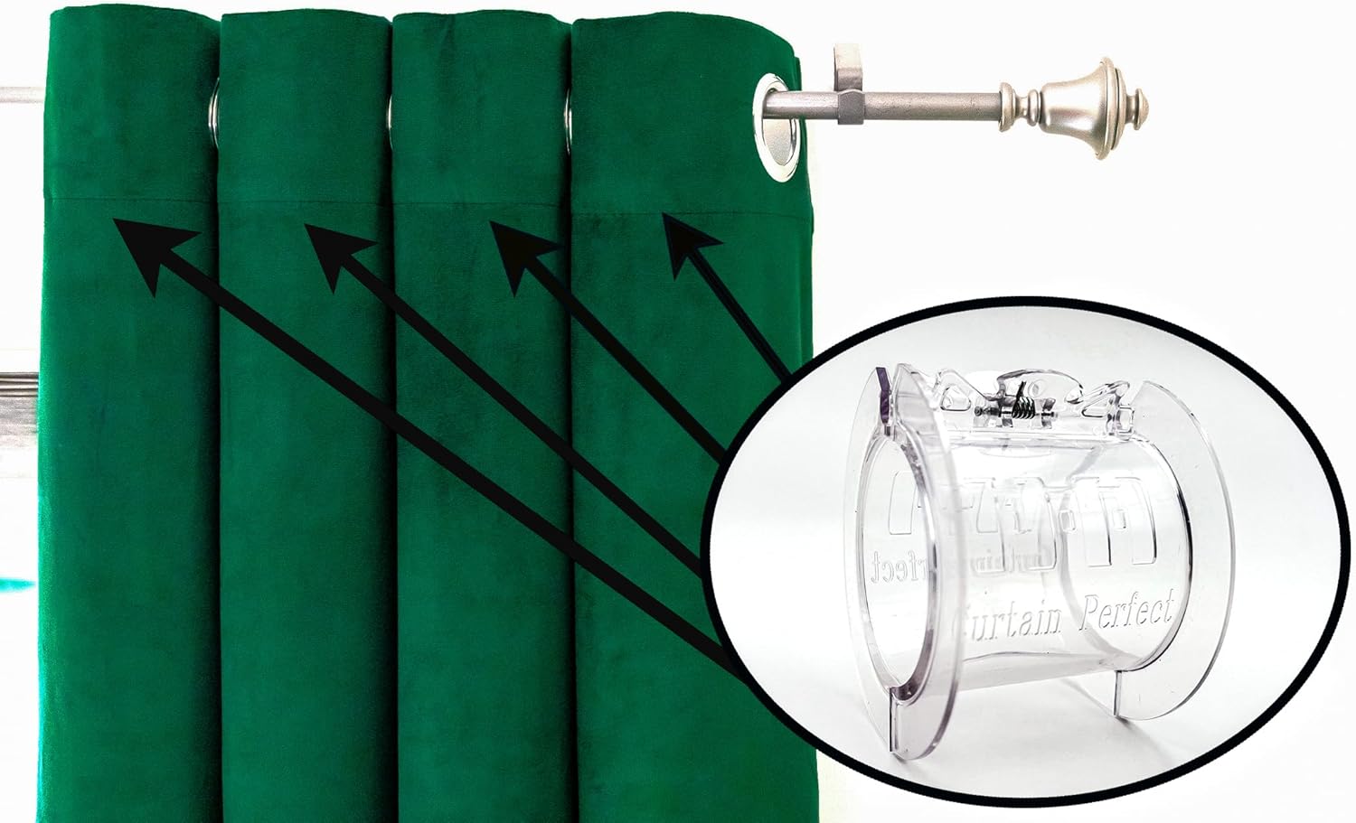 Curtain Spacers - Easy Clip-On - No Rod Removal - Curtains Remain Full & Functional - Clear & Durable - Fits Most Curtain Rods - 8 Pack - Small