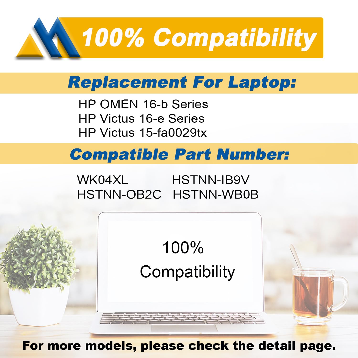 70.07Wh WK04XL Laptop Battery Replacement for Hp Victus 16-b 16-c 16-d 16-e Series 16-D0013DX 16-D0001UR 16-D1113TX 16-E0005UA 16-E0029UR 16-E0194NW HSTNN-OB2C M38822-AC1 4-Cell