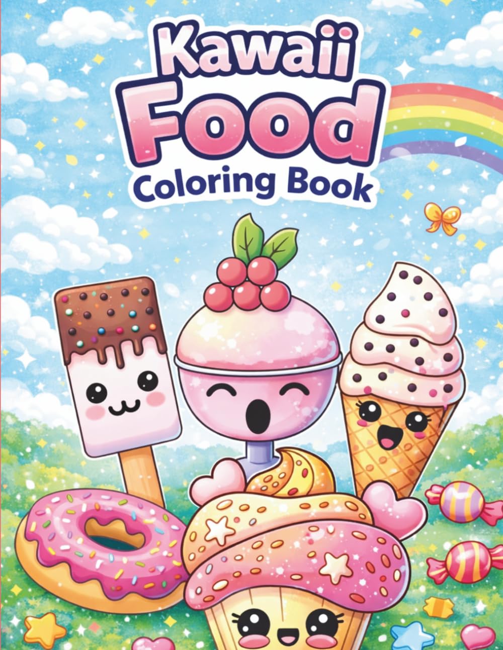 Kawaii Food Coloring Book: Cute & Easy Food Coloring Pages for Kids Ages 4–8