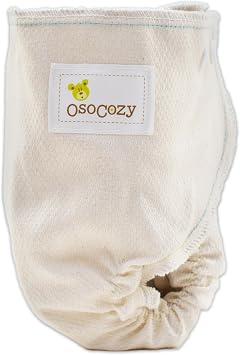 Osocozy Fitted Organic Diaper, 100% GOTS Certified Organic Cotton Birdseye Weave Fabric. Soft and Absorbent. Easy Snap Closures. Sewn in the USA. (Size: Small 7-13 Lbs)