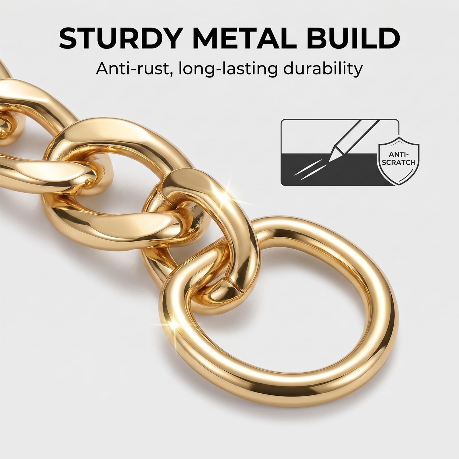 12 Piezas Cadenas para Bolsos con Cadena de Repuesto 120cm, 24 Anillos en D, Correa para Bolso de Hombro Bandolera (Bronce, Pistola, Oro Claro, Plata)