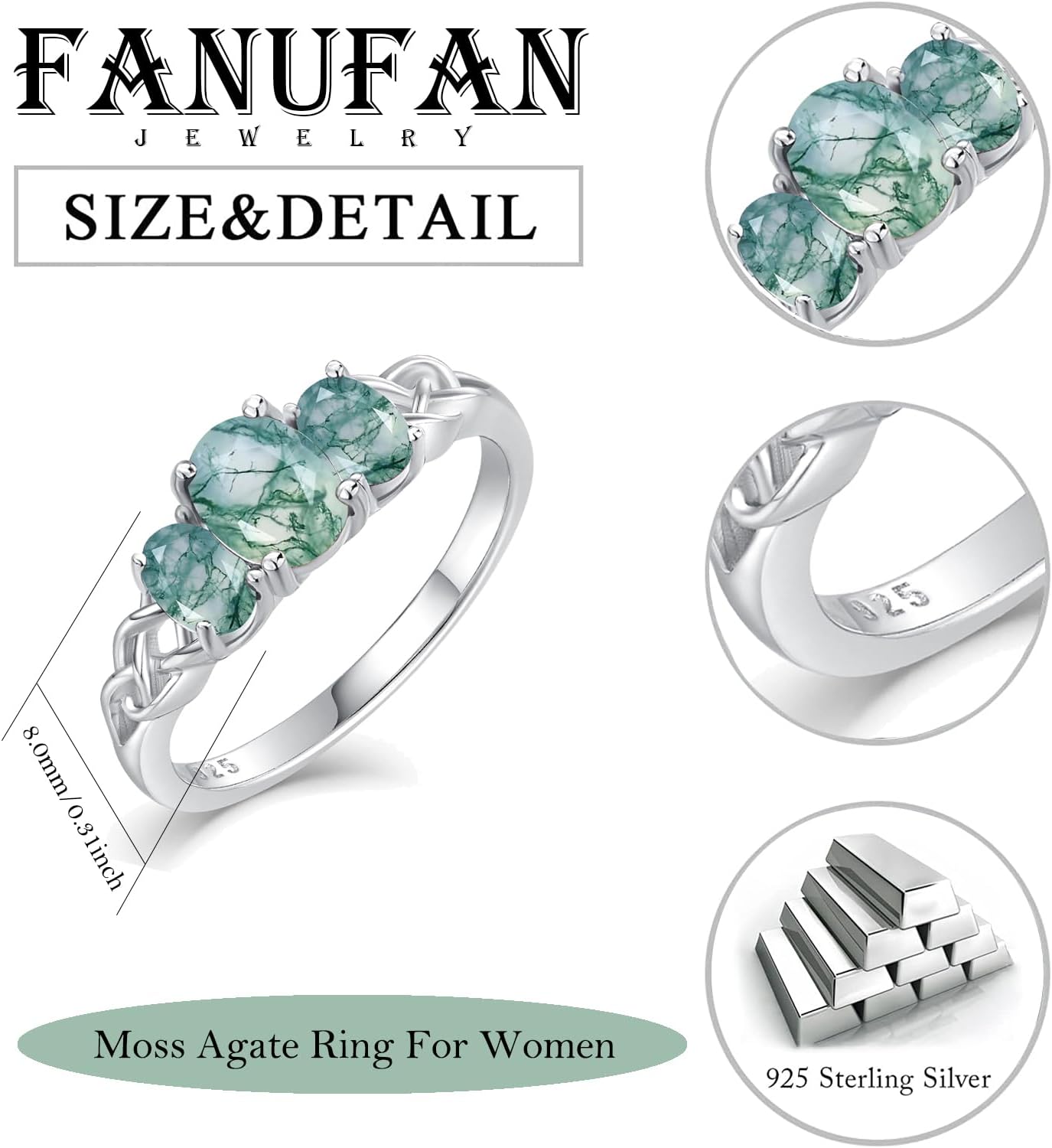 Celtic Birthstone Rings for Women 925 Sterling Silver Celtic Knot Ring 3-Stone Promise Rings for Her Wife Birthday Anniversary Wedding Jewelry