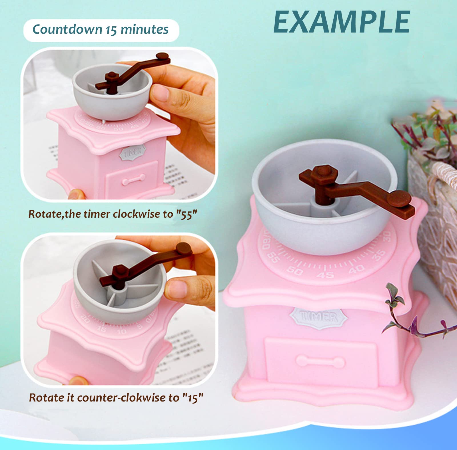 Timer da cucina meccanico da 60 minuti in acciaio inox, timer a carica meccanica, promemoria tempo