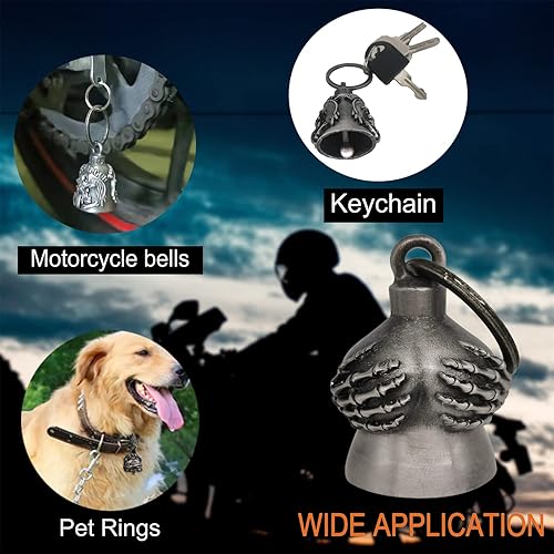 Miniatura 6 de Paquete de 2Campanas de motocicleta para motociclista Guardian con colgador, accesorio de motocicleta o llavero para buena suerte