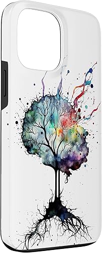 Vista 3 de iPhone 13 Pro Max Watercolor Brain Art, funda de neuronas