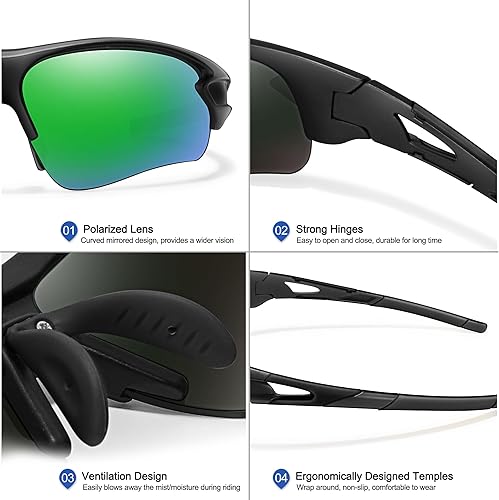 Miniatura 5 de Gafas de sol deportivas polarizadas para hombres y mujeres UV 400, para jóvenes, béisbol, ciclismo, pesca, correr, softbol, golf, lentes de sol