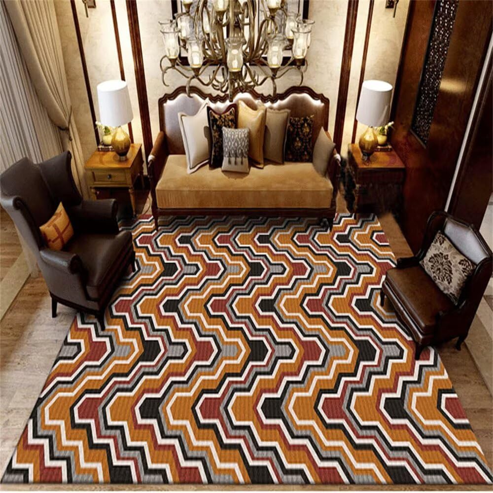 Tapis chambre fille 50x80 orange géométrique moderne pour isoler le sol des jeux