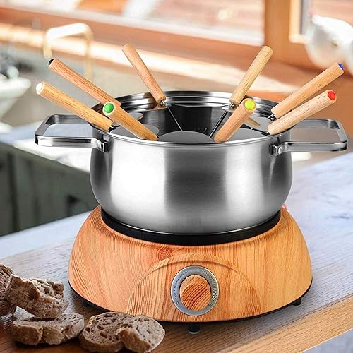 Miniatura 6 de Juego de 12 tenedores de fondue de acero inoxidable, palos de fondue de queso de 9.5 pulgadas, palitos con mango de madera, resistentes al calor