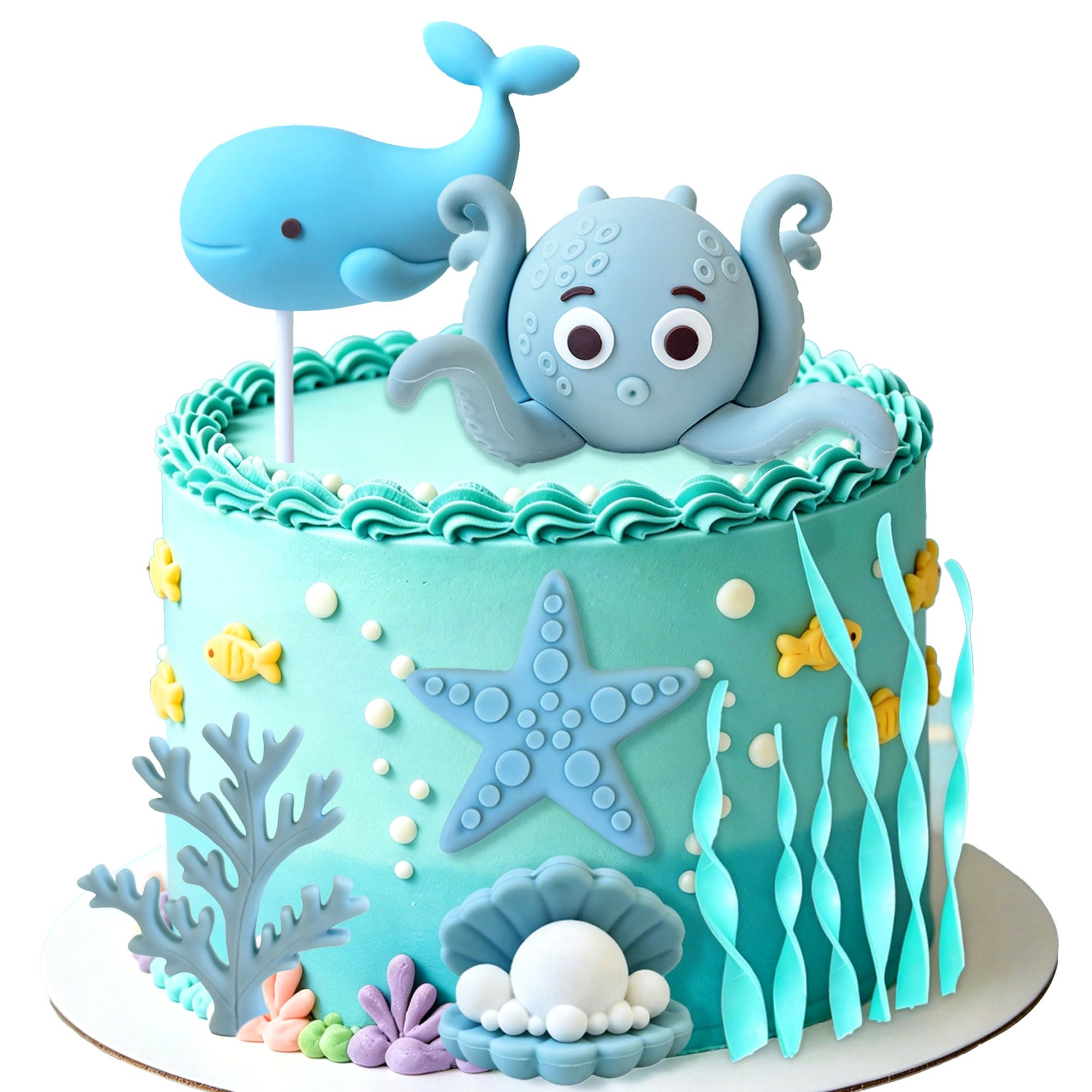 Under the Sea Ocean Birthday Cake Decorations Sea Ocean Party Favor Supplies for Sea Ocean Theme Baby Shower Birthday Party