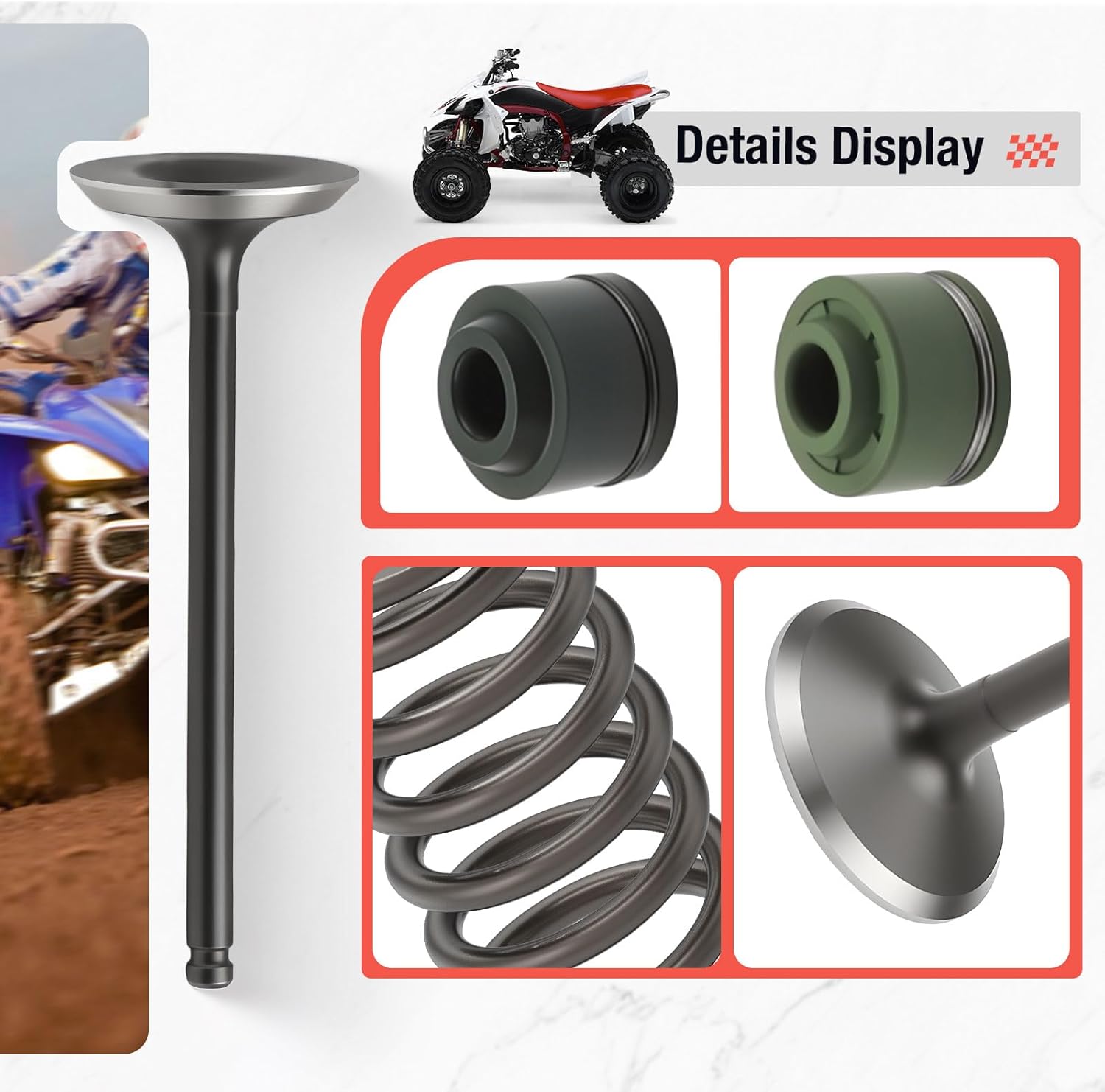 5TA-12111-00-00 Intake Exhaust Valve & Seal Spring For YAMAHA YFZ450 YFZ450R YFZ450V YFZ450SE 2004-2013 5TA-12112-00-00 5TA-12121-00-00