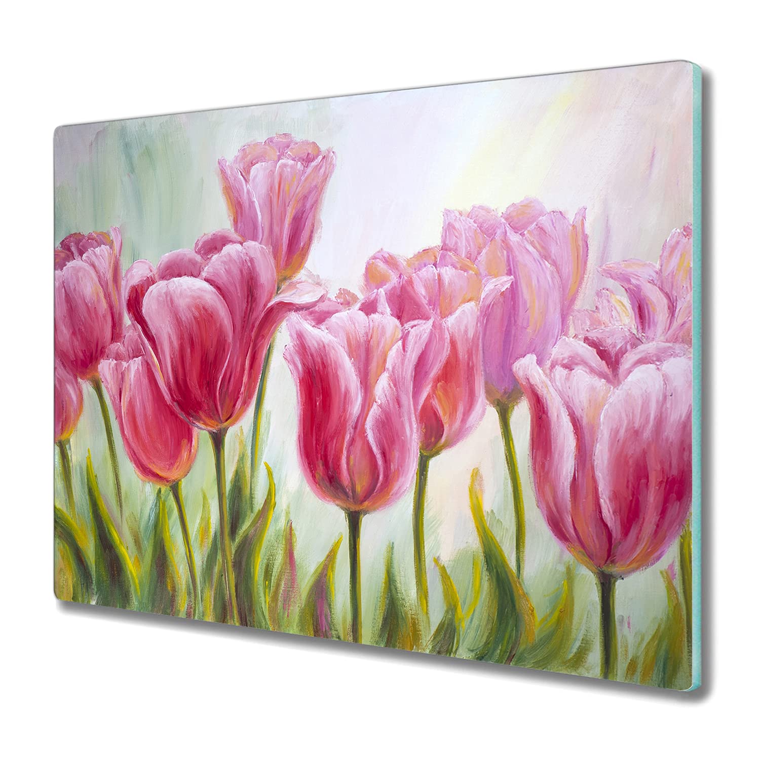 Verre trempé de sécurité 60x52cm pour protection induction motif plantes