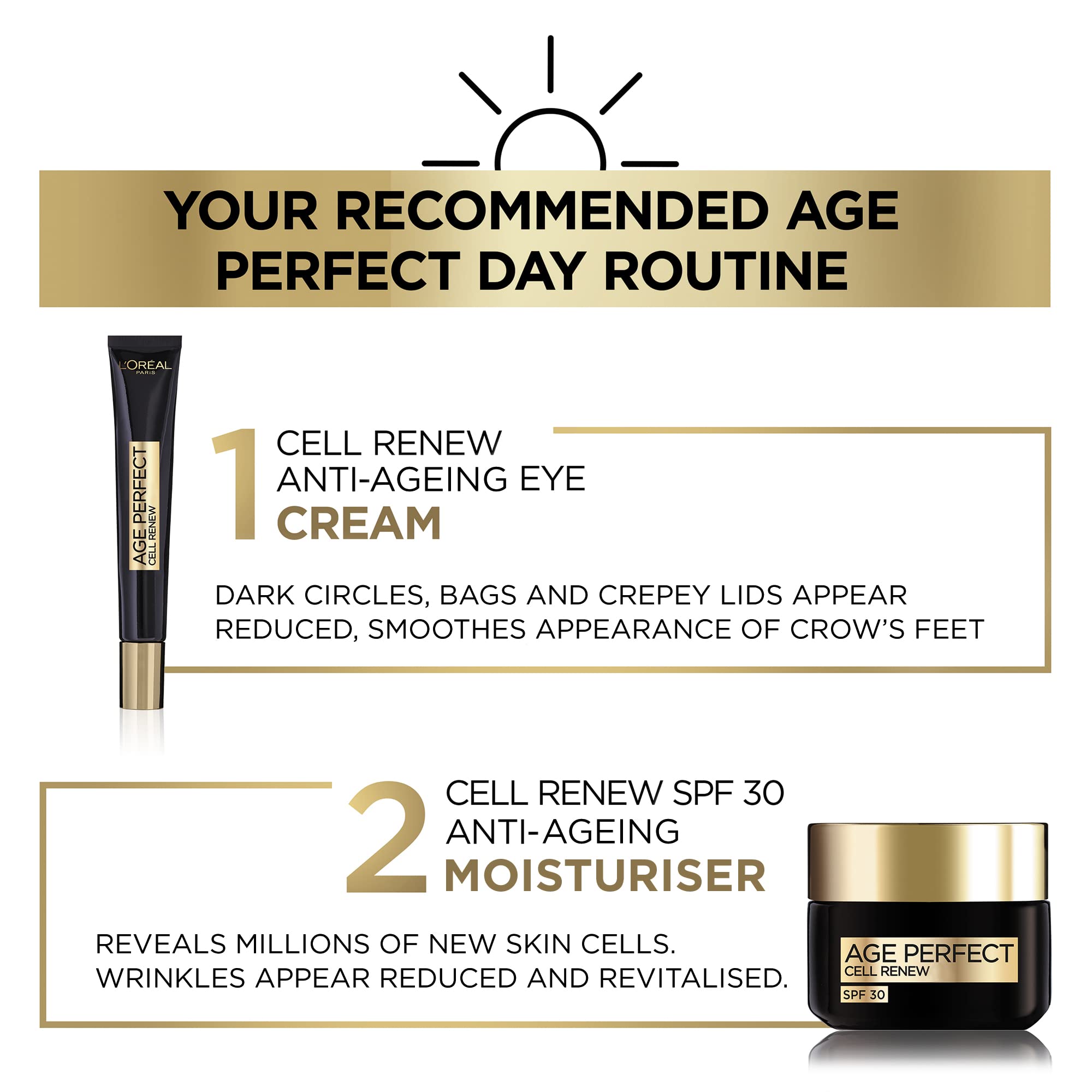 L'Oreal Paris Cell Renew - Crema per gli occhi, perfetta per il recupero anti-ossidante, per occhiaie e borse per gli occhi, 15 ml