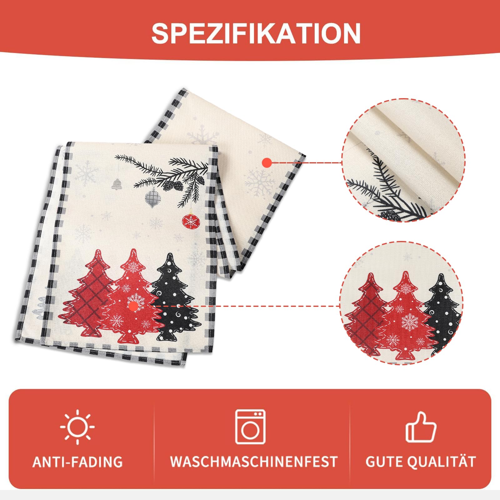 Christmas Table Runner 230x33cm, White Modern Christmas Decorations With Snowflake Pine Tree - Image 4