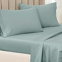 Vista 17 de 100% algodón egipcio de 650 hilos, juego de fundas de almohada estándar de 2 piezas, una sola capa, sólido, azul bebé