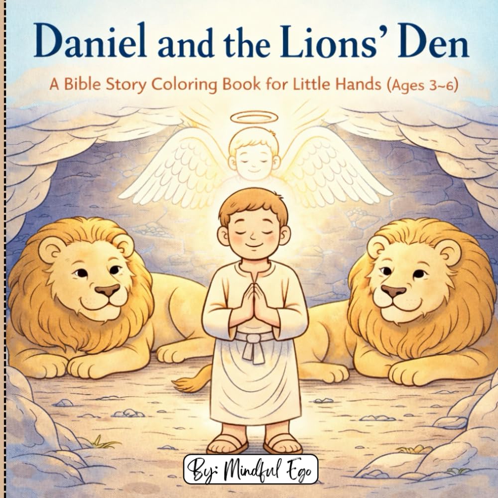Daniel and the Lions’ Den: A Bible Coloring Book for Little Hands (Ages 3–6) with Gentle Lessons on Faith and Courage; Perfect for Preschool, Sunday School, and Family Time