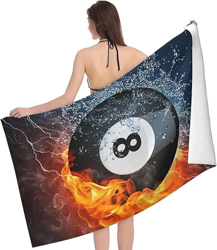 Miniatura 3 de VOOHDDY Toalla de playa de bola de billar, grande, suave, absorbente, de microfibra, de secado rápido, toallas de baño de gran tamaño para baño,