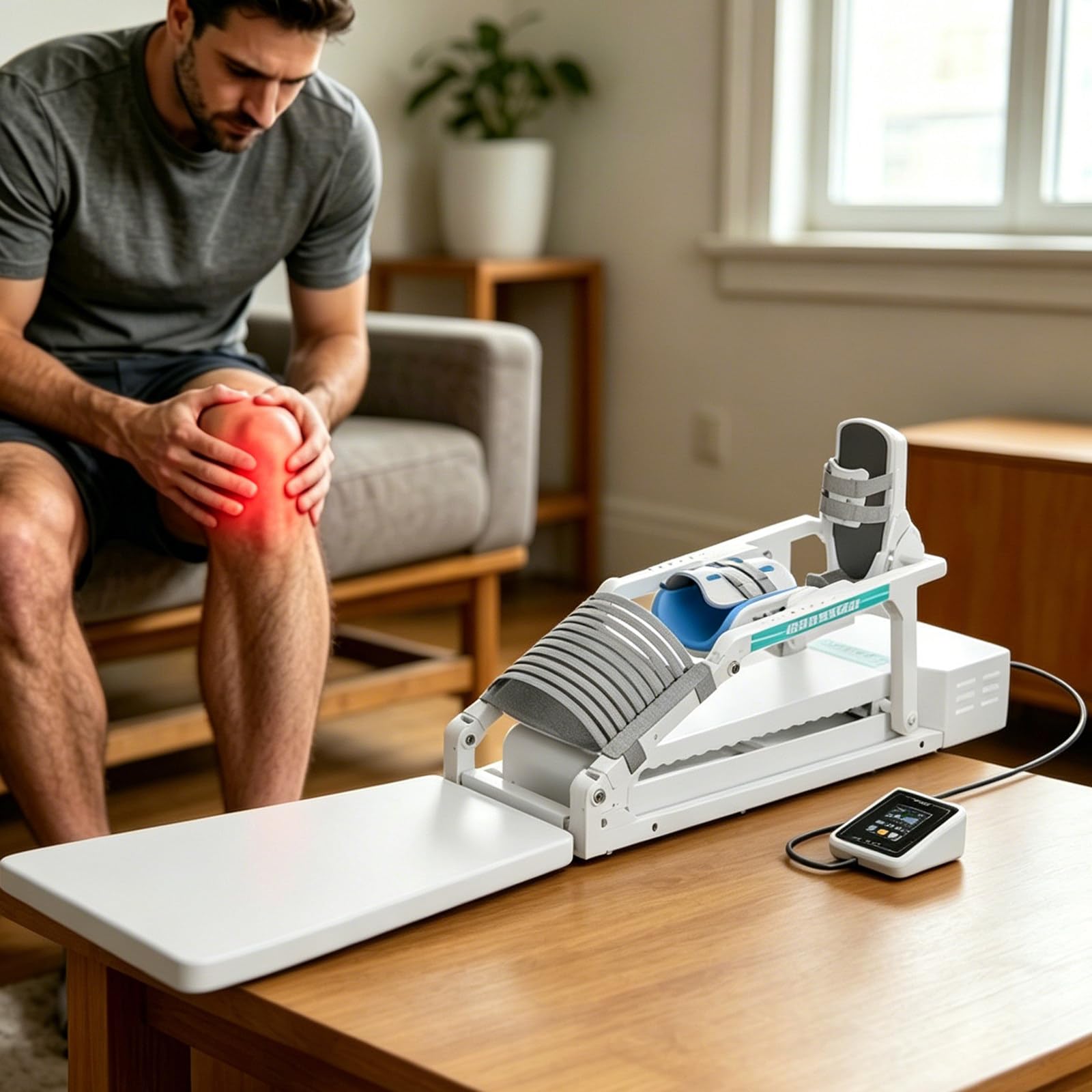 JozyJul Smart Knee Rehabilitation Trainer,CPM Machine for Post-Surgery Recovery & Stiffness Relief,0-140° Adjustable Leg Stretcher with Reciprocal Motion Therapy