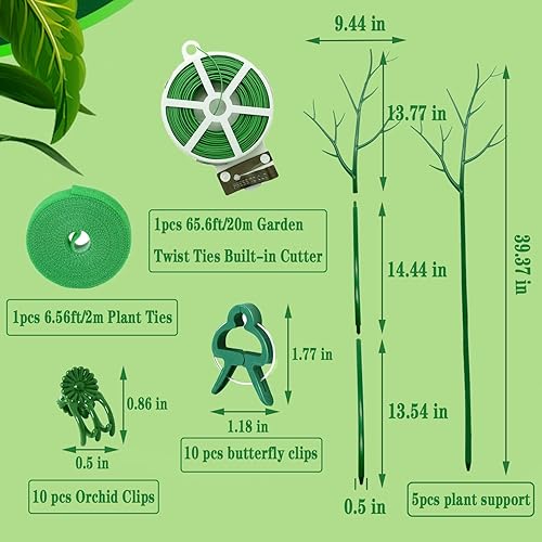 Miniatura 2 de Karida Juego de 5 estacas desmontables de soporte para plantas de 39.37 pulgadas, ramitas enrejadas para plantas de interior y exterior, plantas en