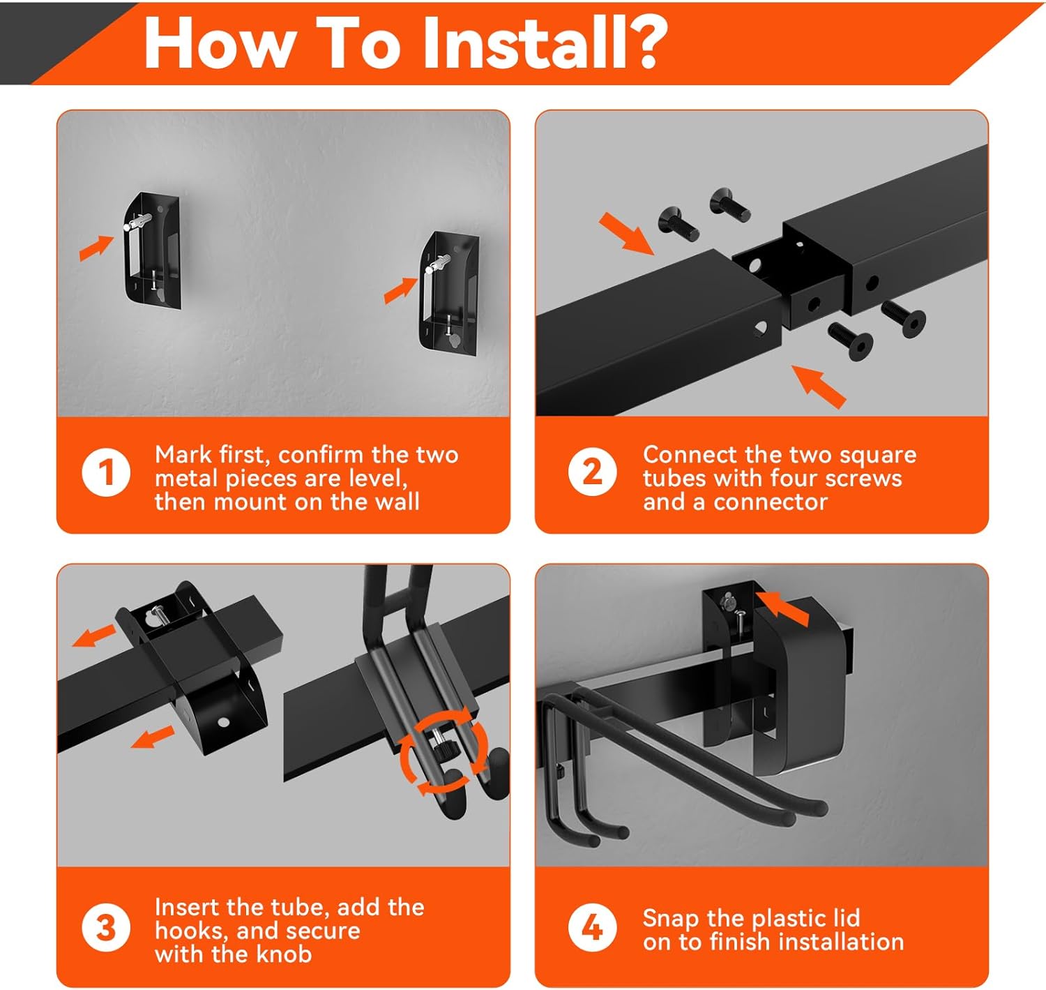 32" Ski & Snowboard Wall Rack – Heavy-Duty Wall Mounted Ski Storage for Garage, Holds 10 Pairs with 5 Adjustable Hooks, 300lbs Capacity, Non-Slip Rubber, Easy Install | Ski Holders for Wall - Image 6