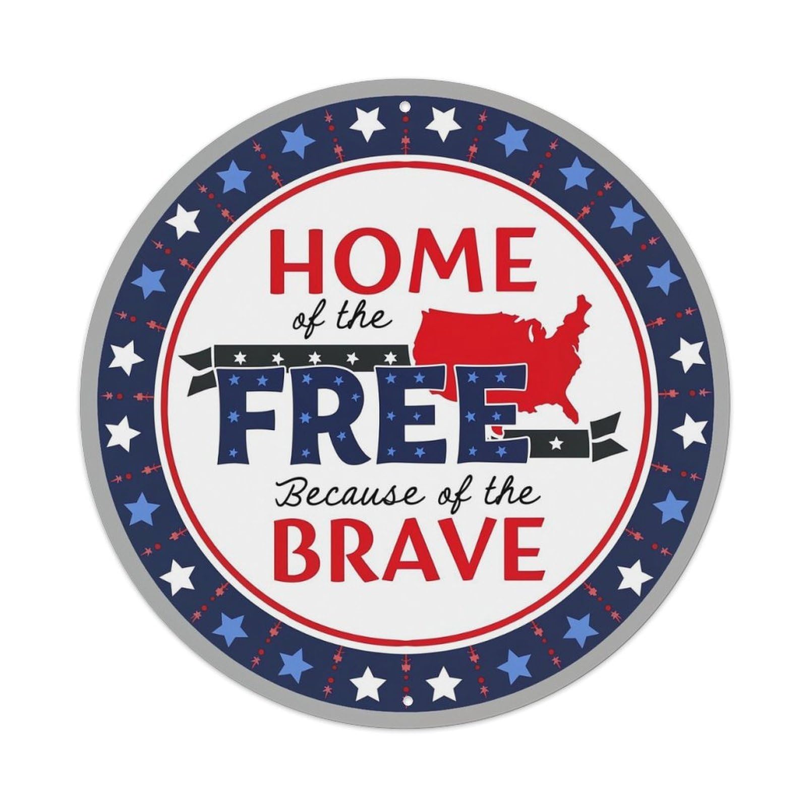 Home Of The Free Brave Tin Sign Metal Poster Vintage Metal Signs for Home Man Cave Bar Cafe Kitchen laundry room Wall Decorations 8x8 inches
