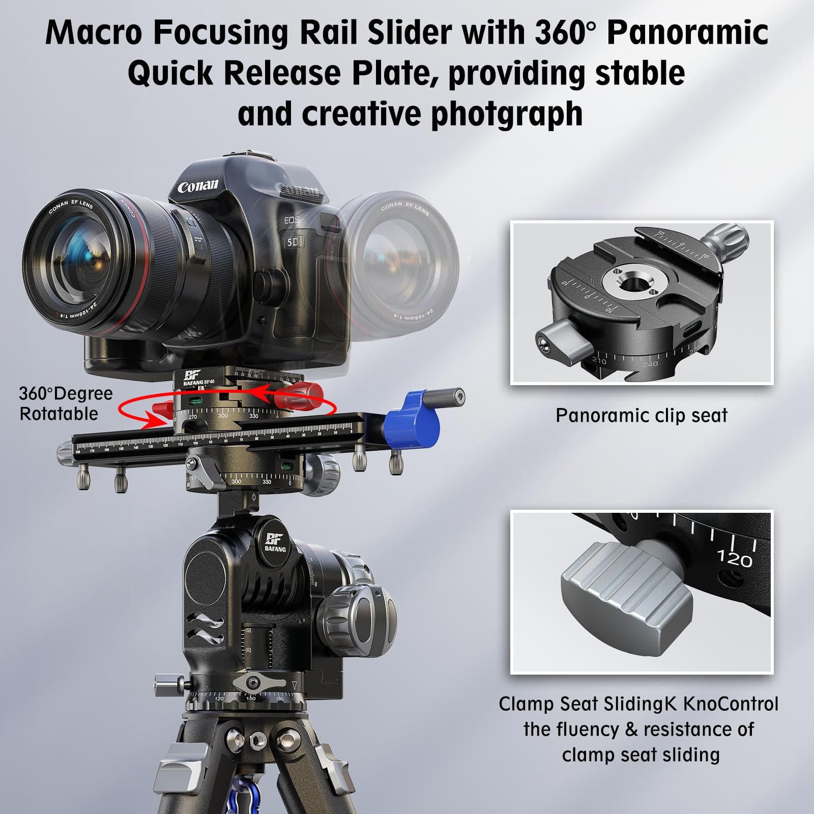 Kamera Slider, 180 mm/7,08 Zoll Kameraschiene mit Schnellwechselplatte und klemme für DSLR Stativ Einbeinstativ Kugelkopf,Maximale Belastung 8kg