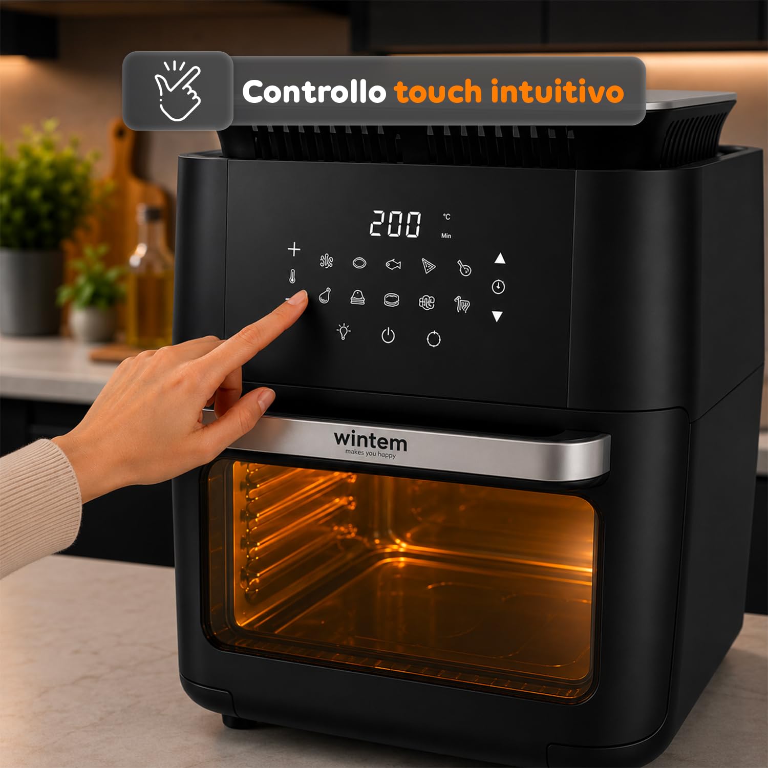 Avilia Friggitrice ad Aria 12 Litri XXL con Display Touch – Airfryer 1800W con 12 Programmi, Cottura 360° e Accessori Inclusi per Piatti Croccanti e Sani Senza Olio – Forno ad Aria per Famiglie