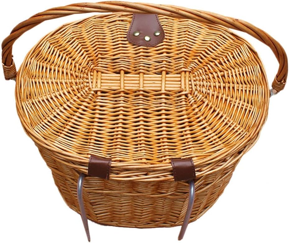 Teerwere Metal Bicycle Rear Basket Handmade Vintage Wicker